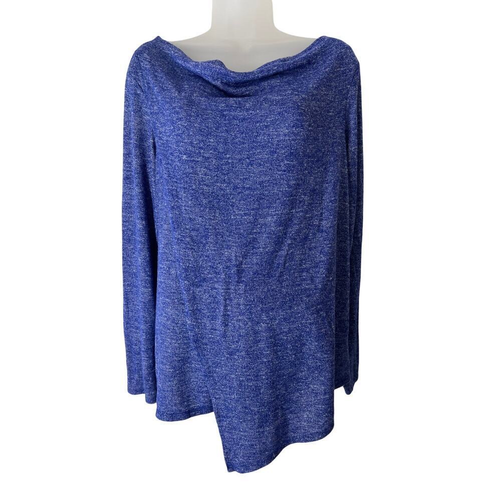 Women's Simply Vera Wang Blue Cowl Neck Long Sleeve Top Large